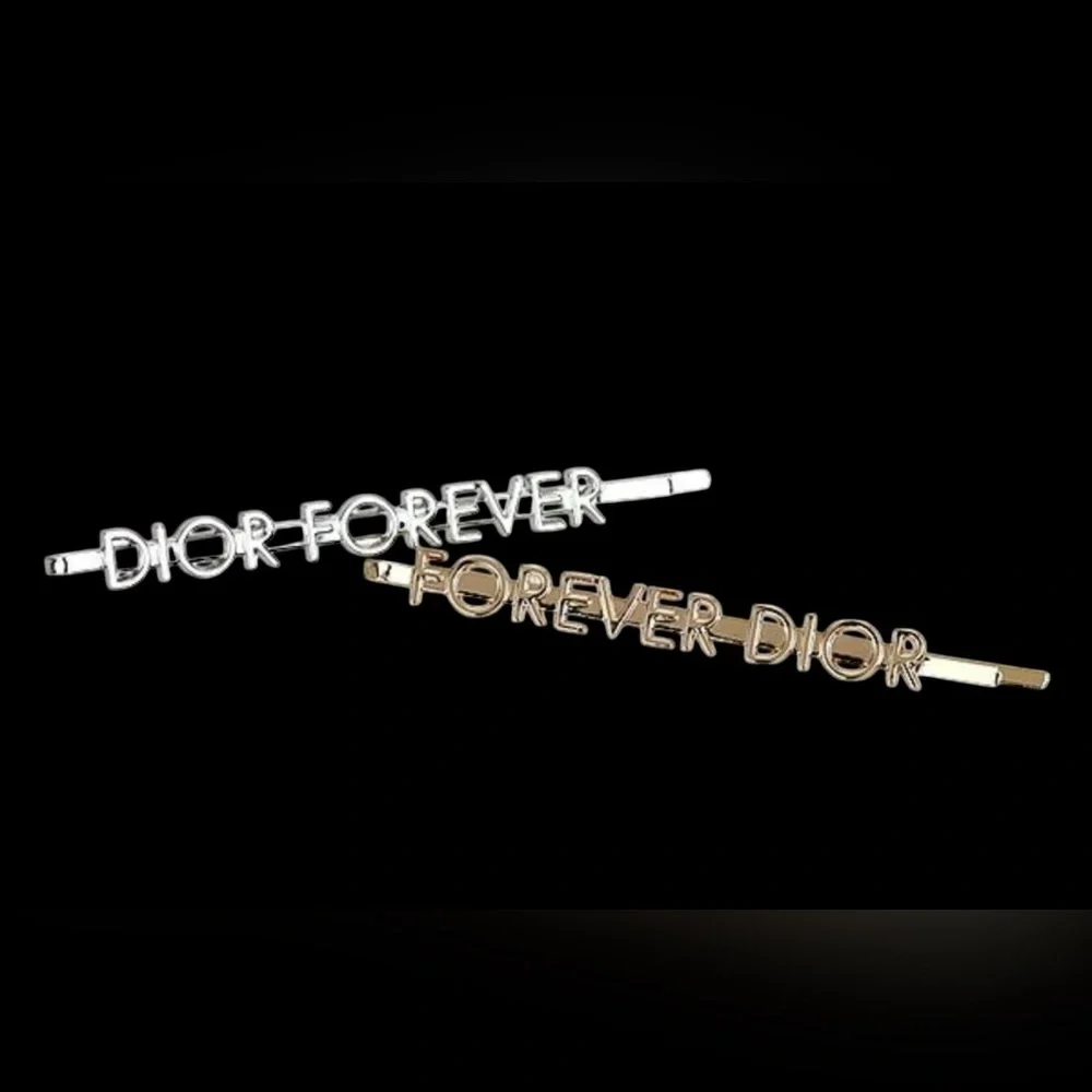 New in Sleeve Dior Set of 2 VIP Gold and Silver Metal Hair Clips Approx 2.5” - Picture 3 of 6